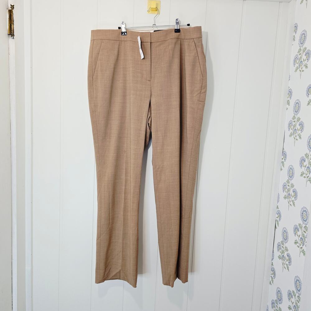 J Crew Kate Pants Tollegno 1900 Italian Wool Dress Trousers Tan Brown NWT 16